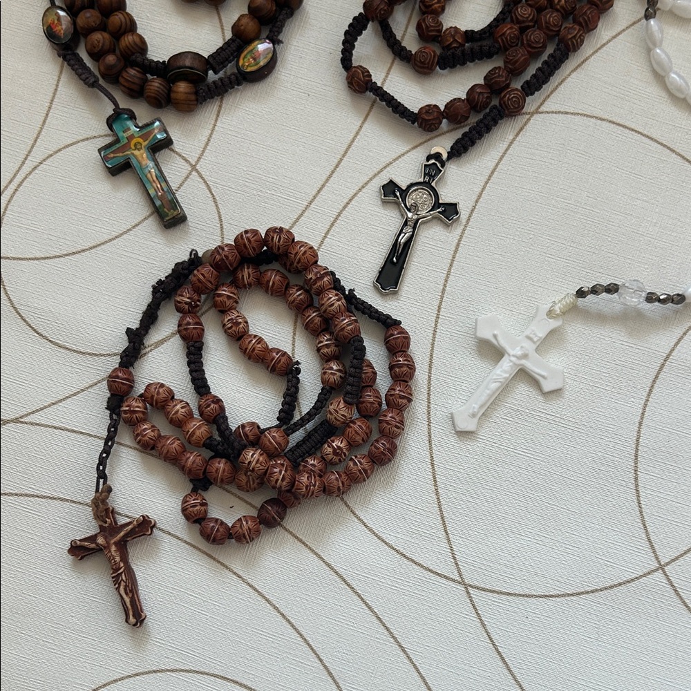 Wooden and Beaded Rosary Set
